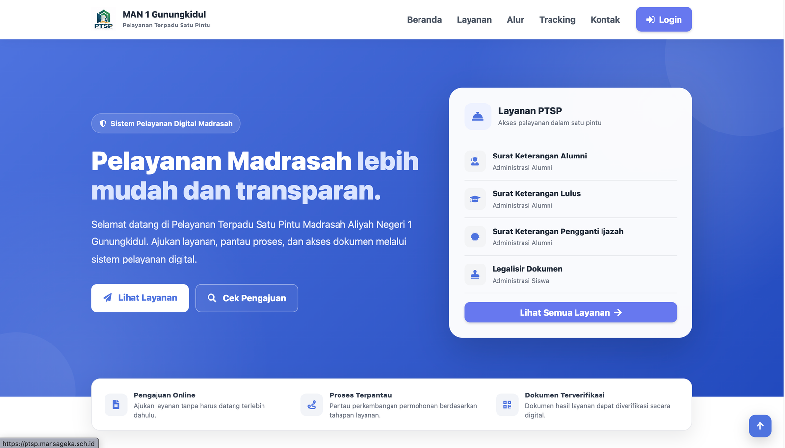 PTSP (Pelayanan Terpadu Satu Pintu) Madrasah
